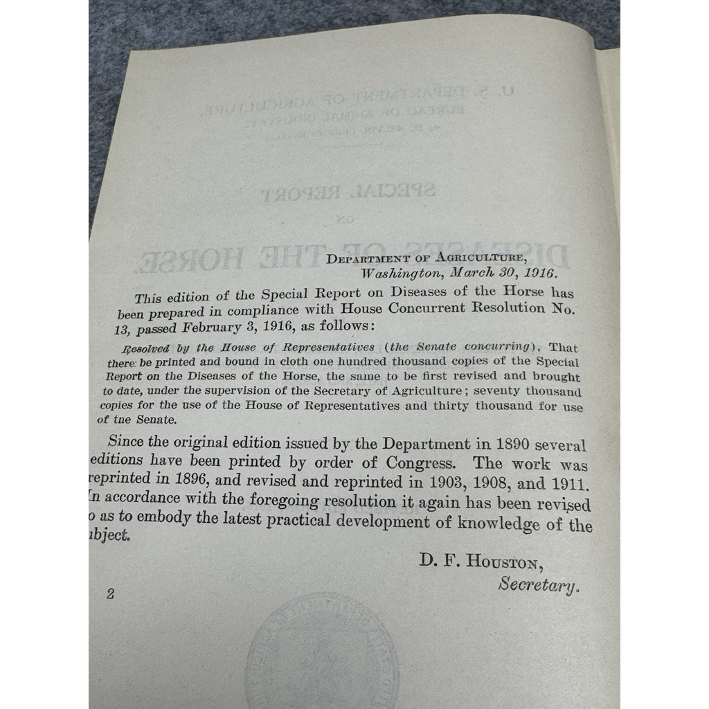 1916 Special Report Diseases of the Horse USDA Veterinary Color Plates HC