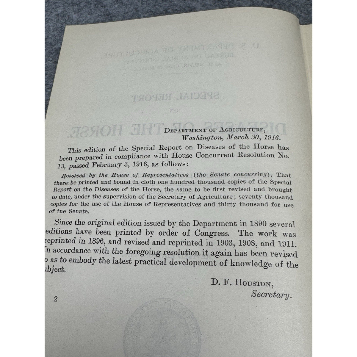 1916 Special Report Diseases of the Horse USDA Veterinary Color Plates HC