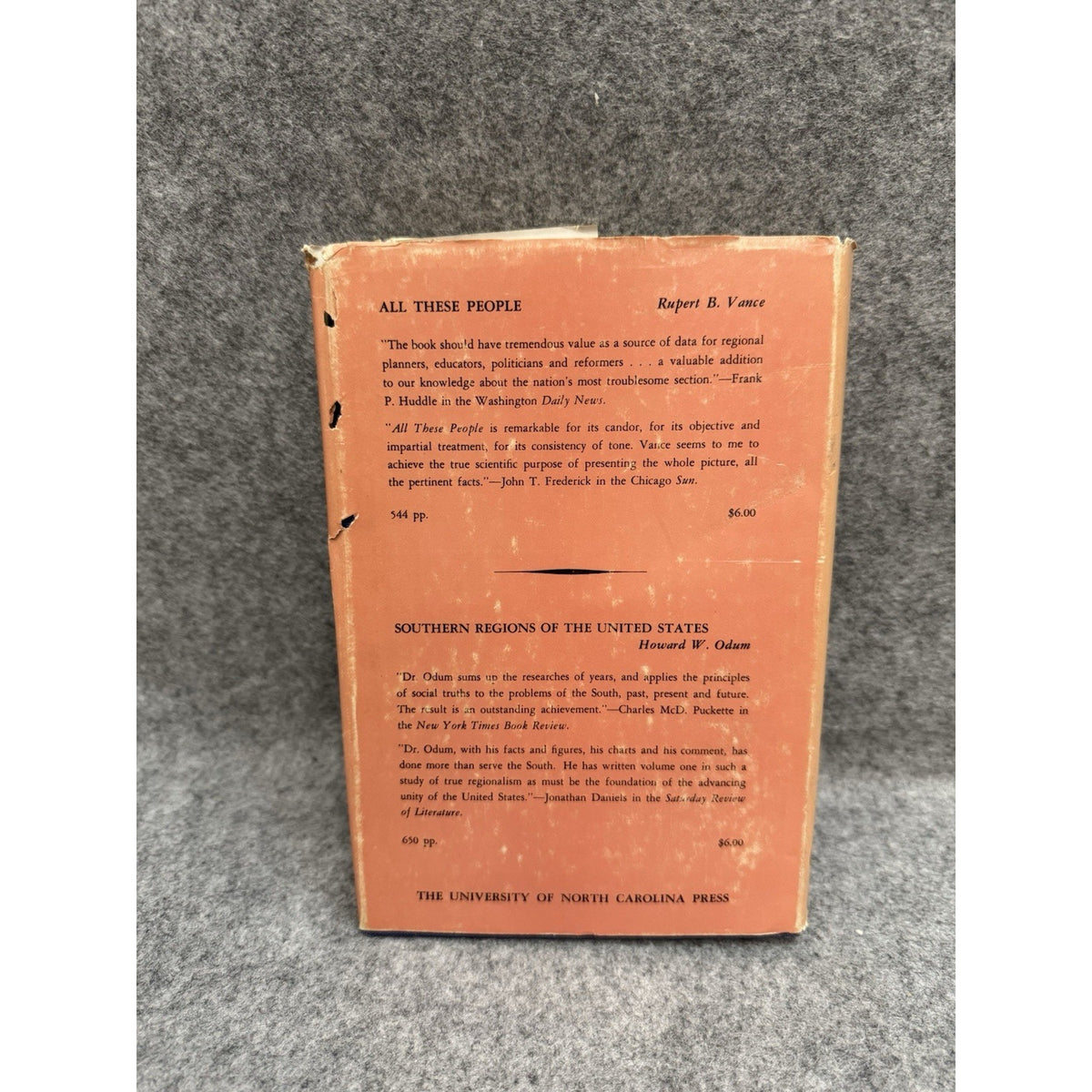 Plantation County Morton Rubin 1951 UNC Press Southern Sociology HC DJ