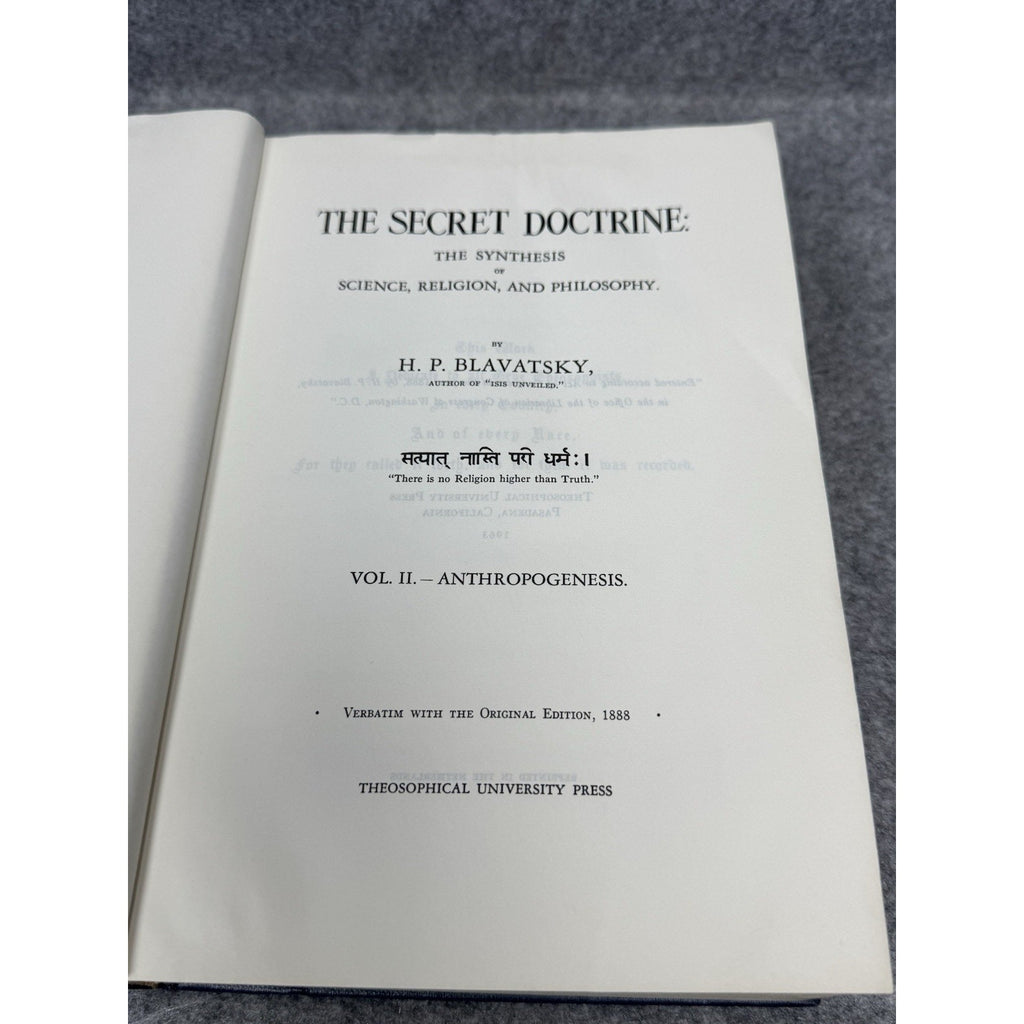 Secret Doctrine Blavatsky Vol II Anthropogenesis Theosophy Occult Atlantis 1963