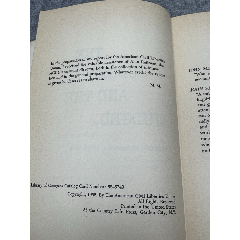 The Judges and the Judged Merle Miller 1952 First Edition Red Scare ACLU