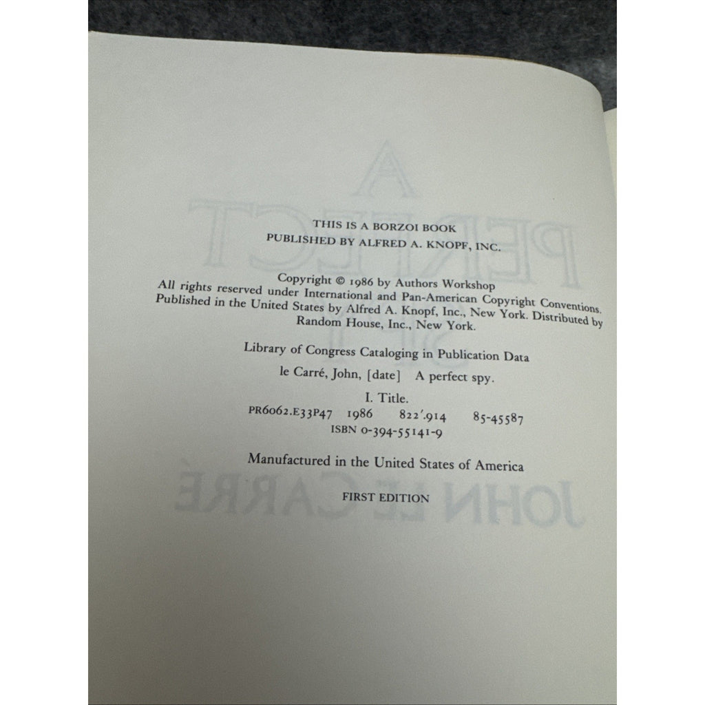 A Perfect Spy John Le Carre HC DJ First Edition 1986
