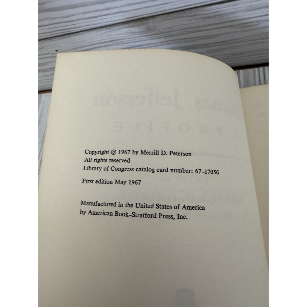 Thomas Jefferson A Profile 1967 1st Ed HC Merrill Peterson