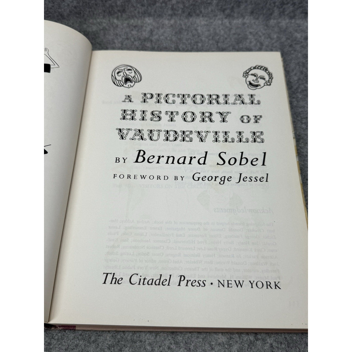 1961 A Pictorial History of Vaudeville Bernard Sobel Hardcover DJ Theater 1x