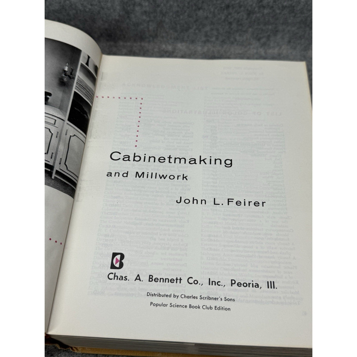 1970 Cabinetmaking and Millwork John L Feirer Woodworking Illustrated HC DJ