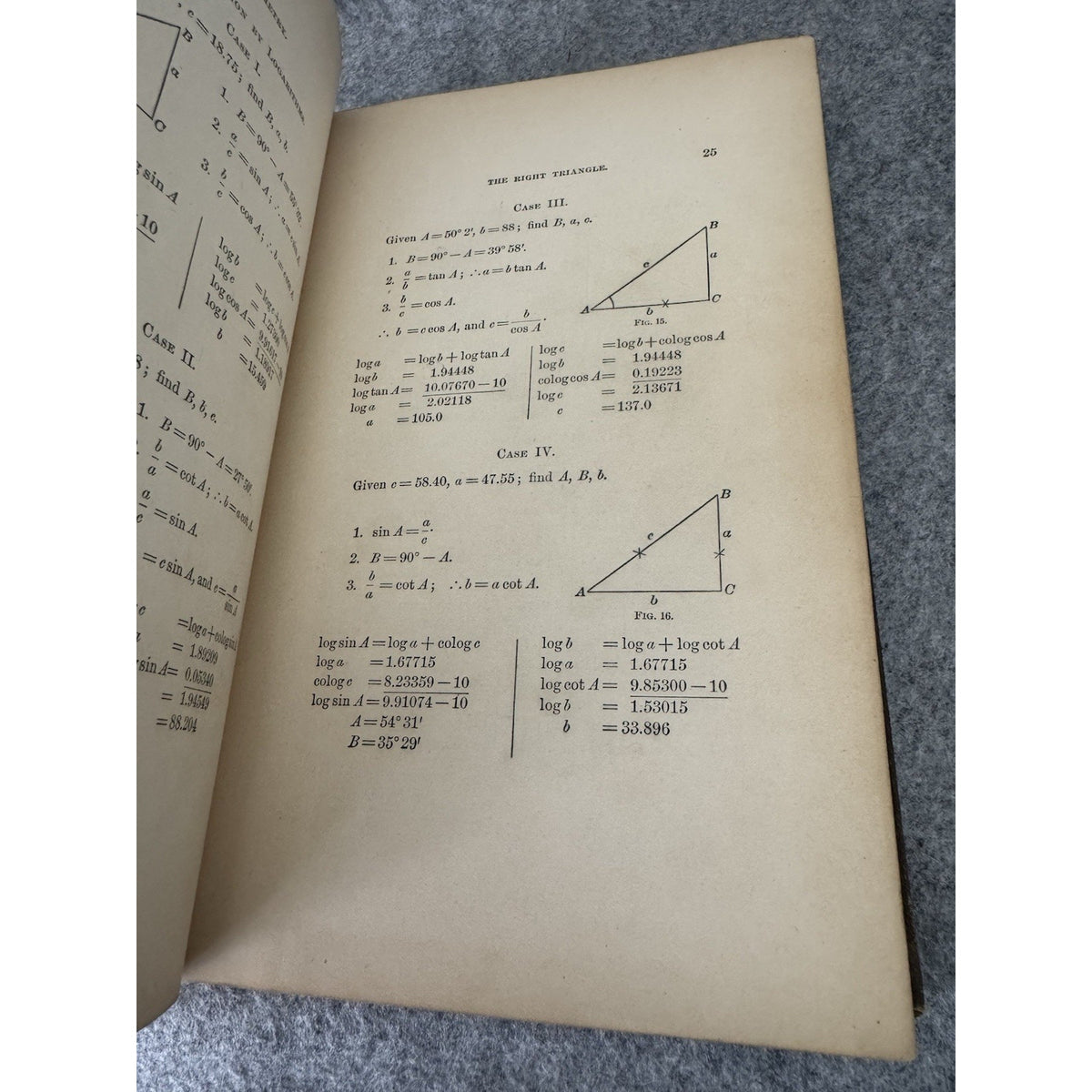 Plane Trigonometry Surveying Tables Wentworth 1895 HC Antique