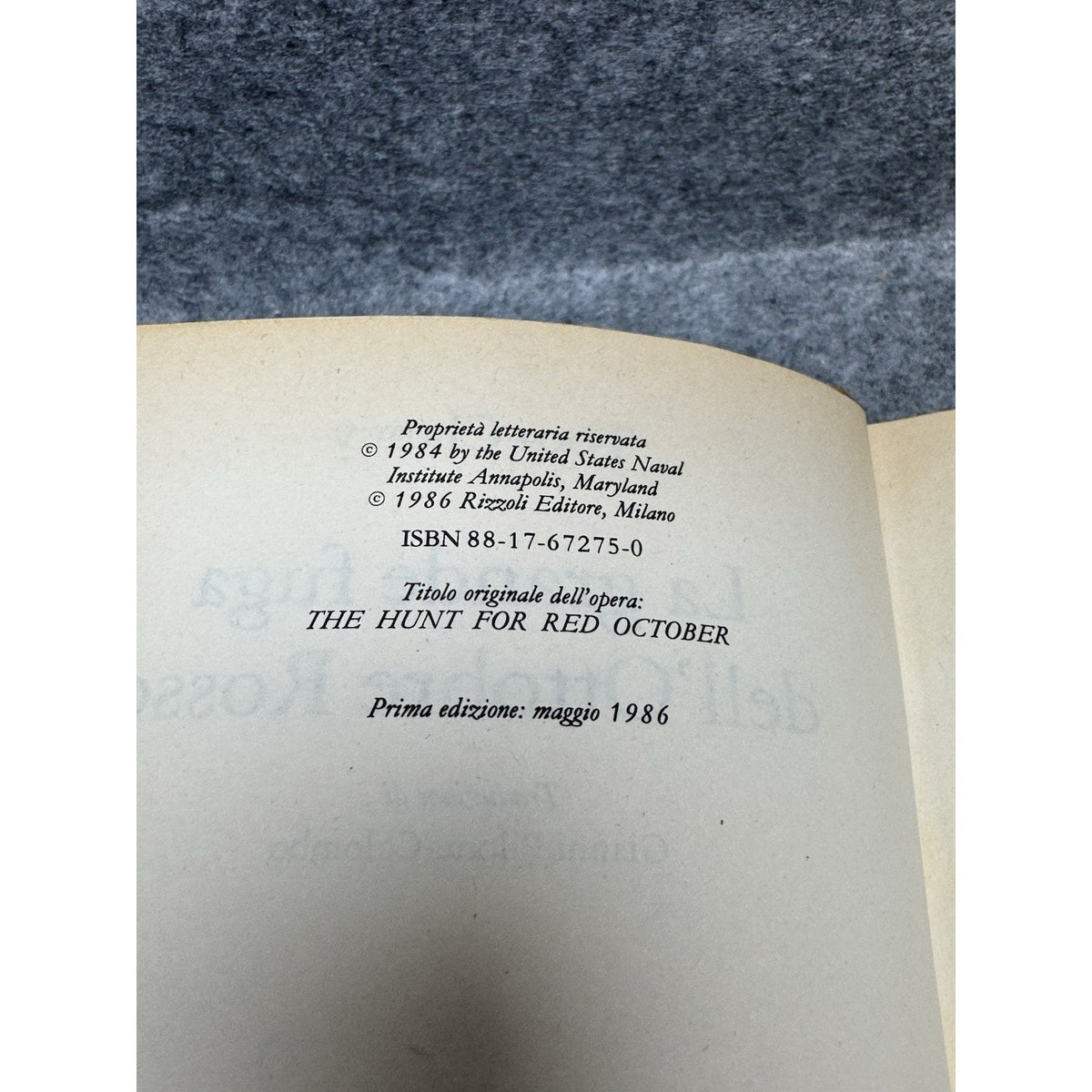 1986 Tom Clancy La Grande Fuga Dell’Ottobre Rosso 1st Italian HC DJ