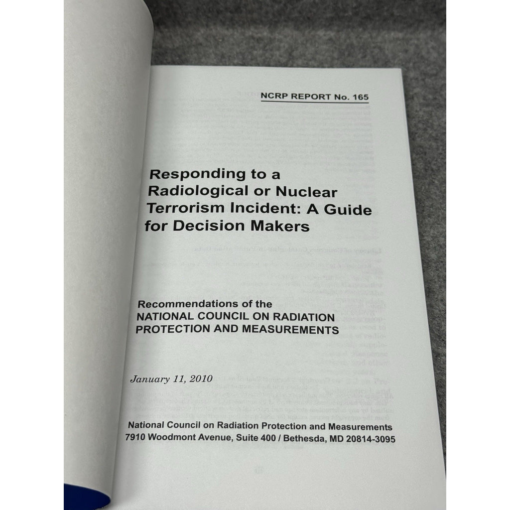 Nuclear Terrorism Incident Response Guide NCRP Report 165 Emergency Planning