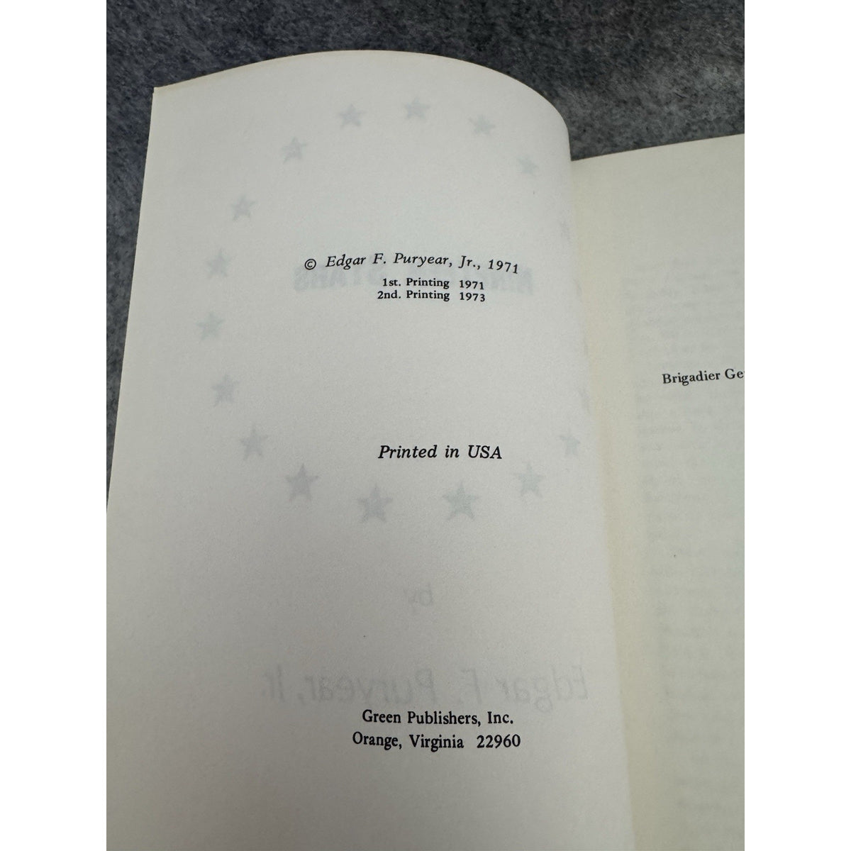 1973 Nineteen Stars Edgar F Puryear Jr Military Generals Hardcover