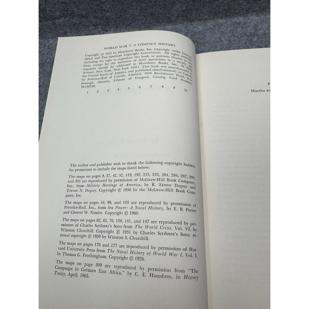 1972 World War I A Compact History Grace P Hayes First Edition Hardcover