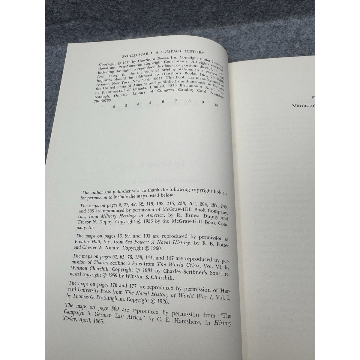 1972 World War I A Compact History Grace P Hayes First Edition Hardcover