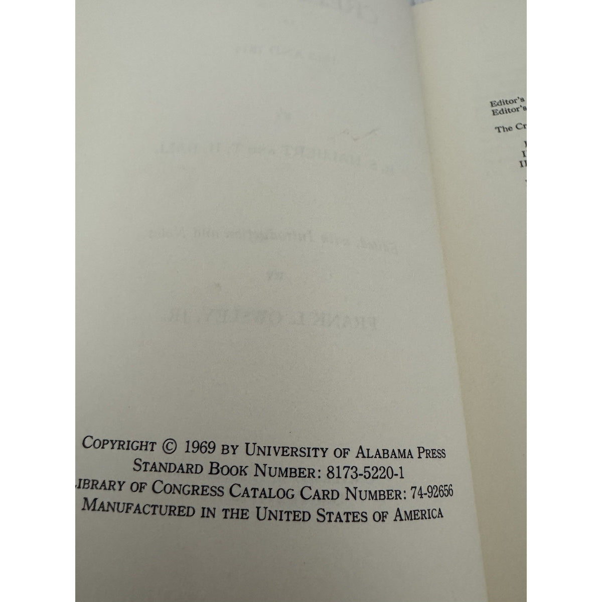 The Creek War of 1813 and 1814 H.S. Halbert T.H. Ball HC 1969 Univ Alabama Press