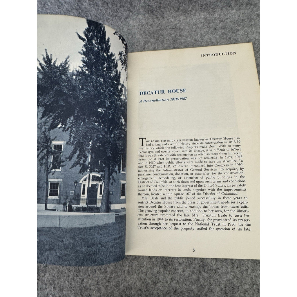 Decatur House National Trust Historic Preservation 1967 Softcover Book