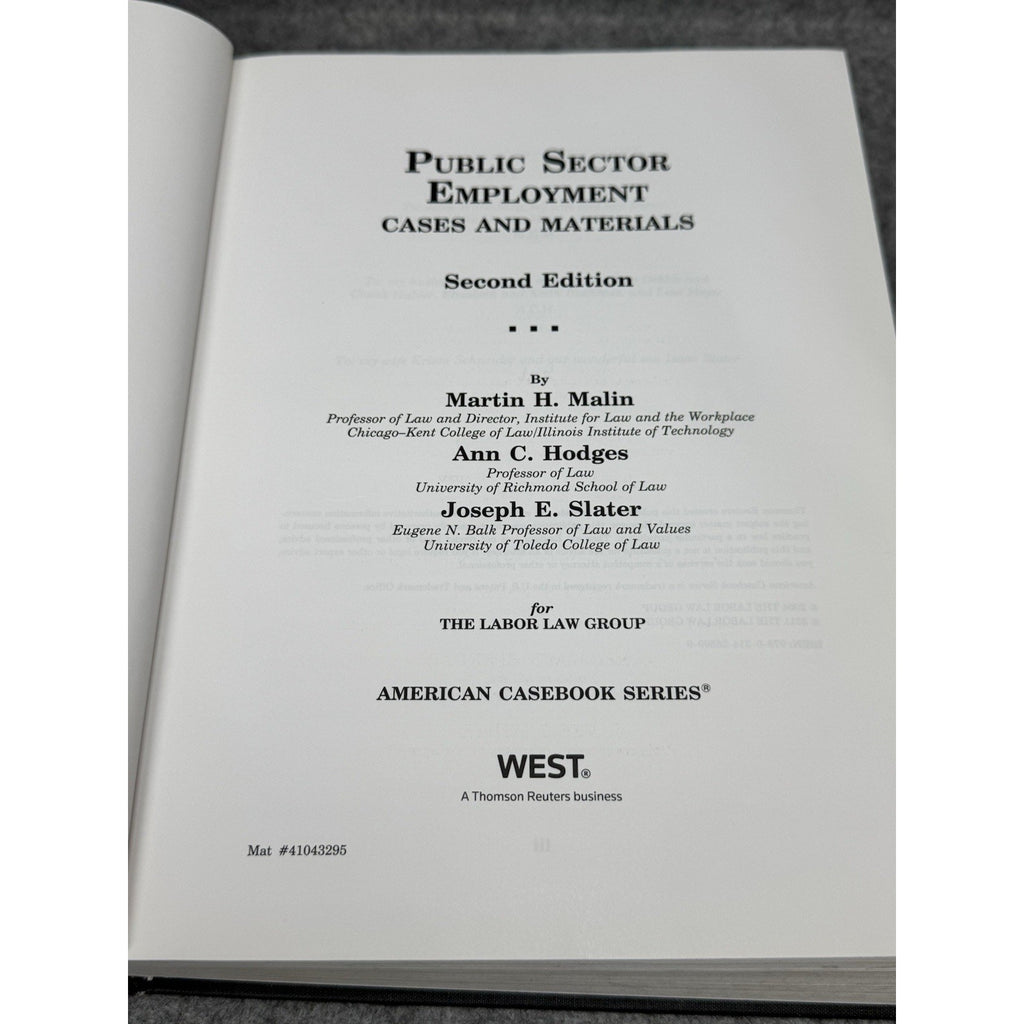 Public Sector Employment Cases & Materials 2nd Ed Malin Hodges Slater
