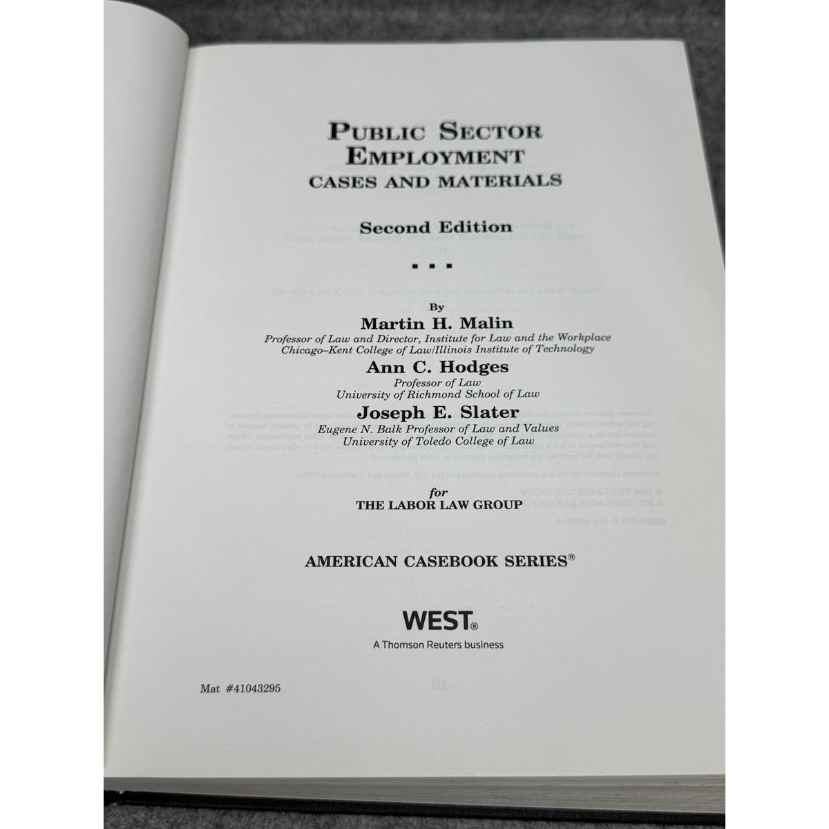 Public Sector Employment Cases & Materials 2nd Ed Malin Hodges Slater