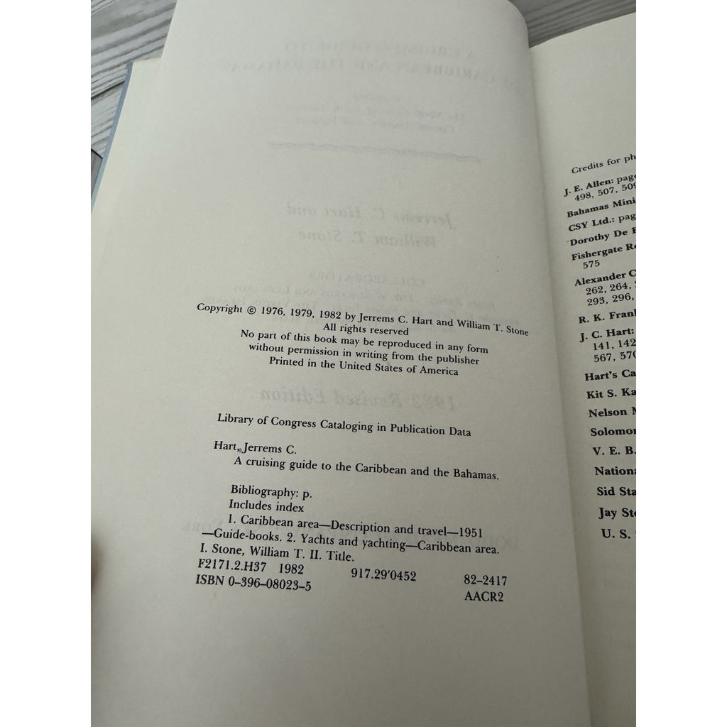 Cruising Guide Caribbean Bahamas Hart Stone 1982 Revised Sailing Navigation