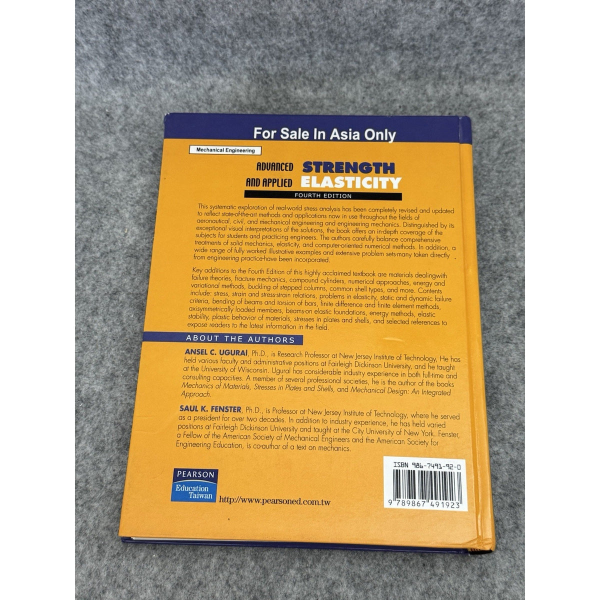 Advanced Strength & Applied Elasticity 4th Ed HC 2004 Taiwan ISBN 9867491920