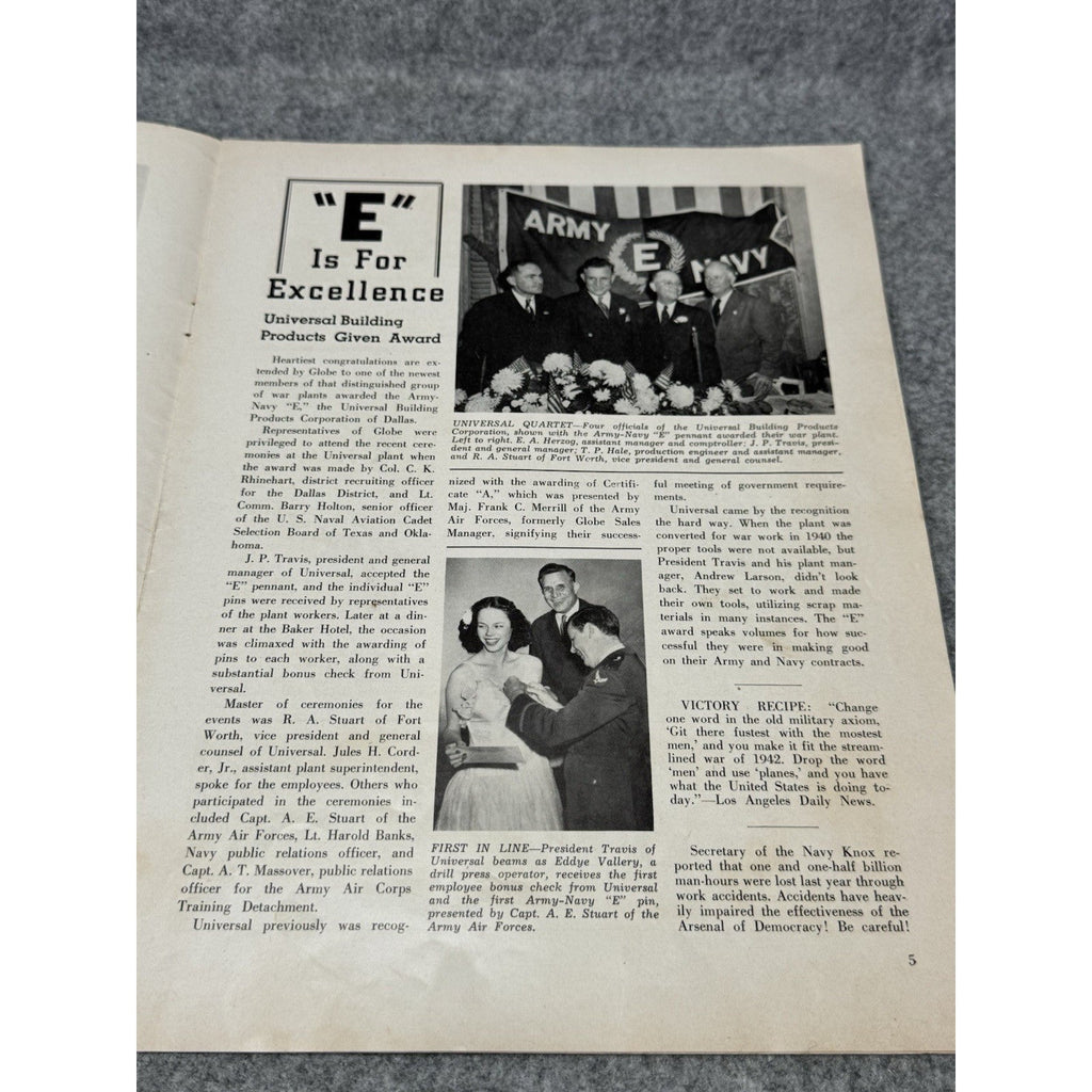 1942 Globe Beam WWII Aircraft Magazine Fort Worth Texas October POW War Chest