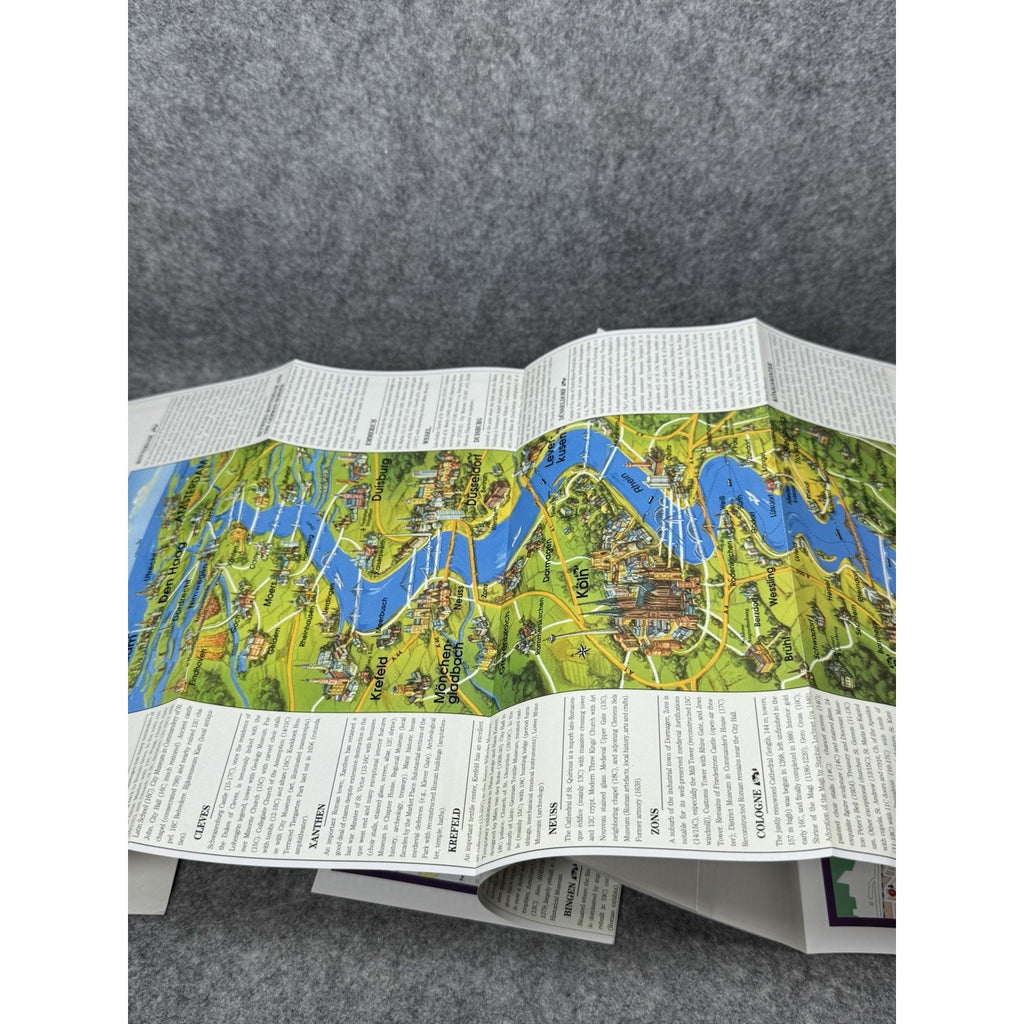 The Rhine River Foldout Map Basel to Rotterdam 17 City Maps English Germany