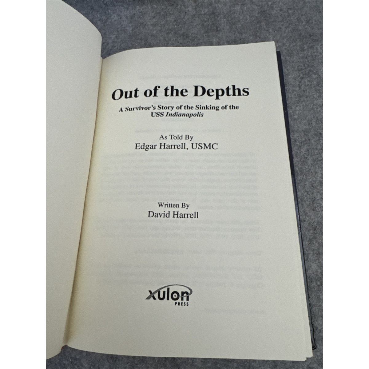 Out of the Depths by Edgar Harrell | Signed Hardcover (2005)