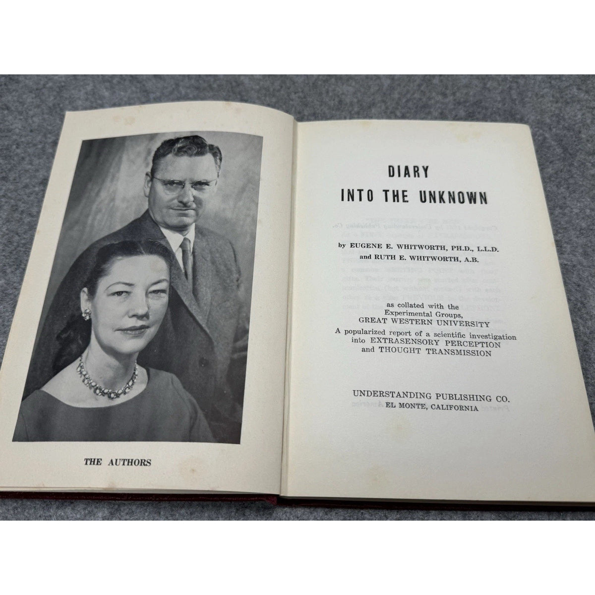 Diary Into the Unknown Whitworth 1961 1st Ed ESP Telepathy Paranormal HC