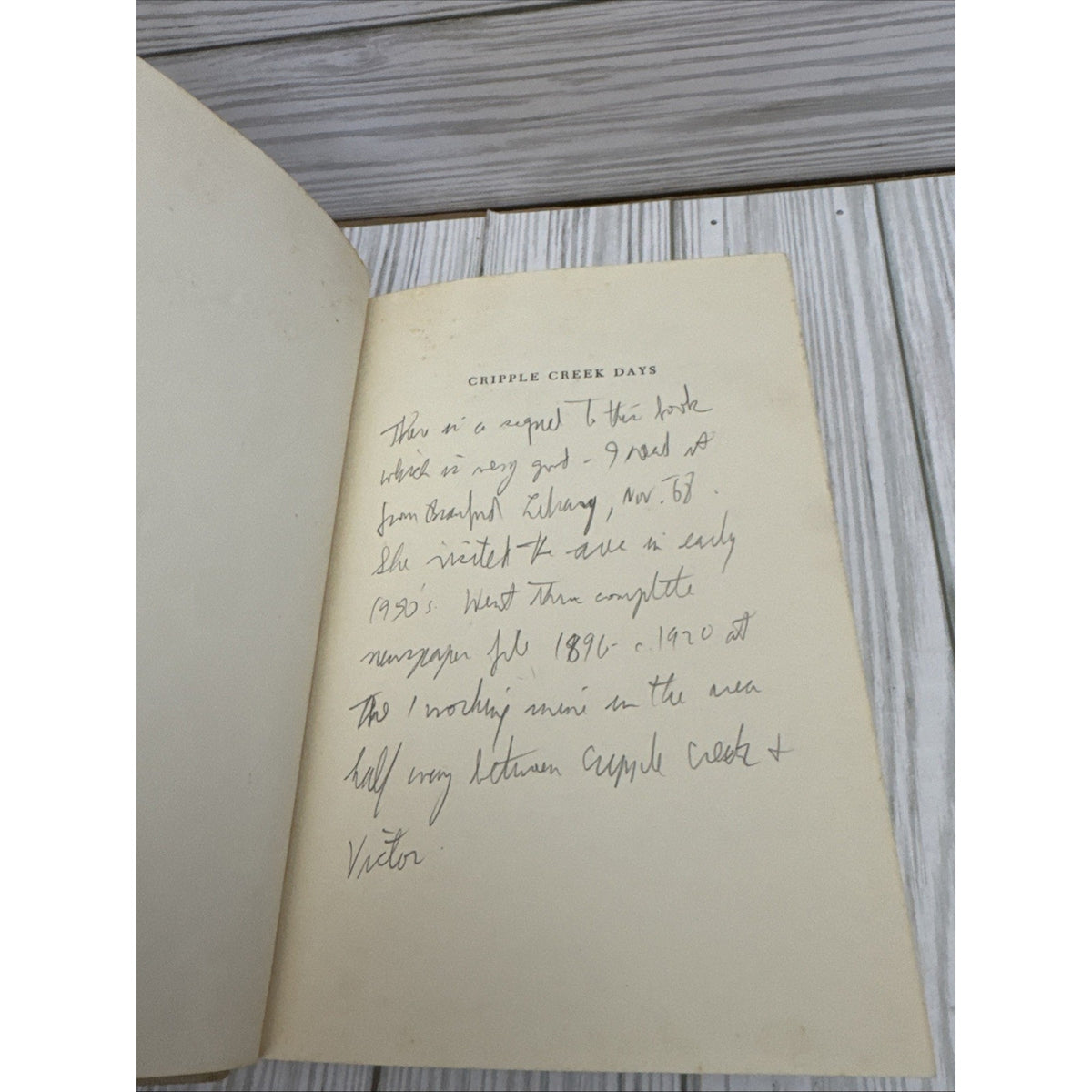 1958 Cripple Creek Days by Mabel Barbee Lee First Edition/First Printing