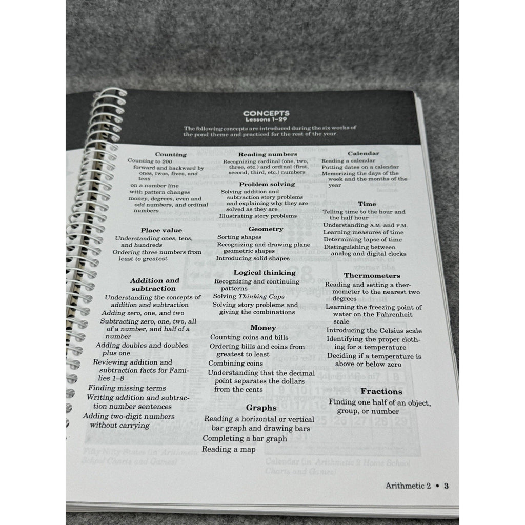 A Beka Arithmetic 2 Home School Curriculum Lesson Plans Grade 2 Spiral Bound