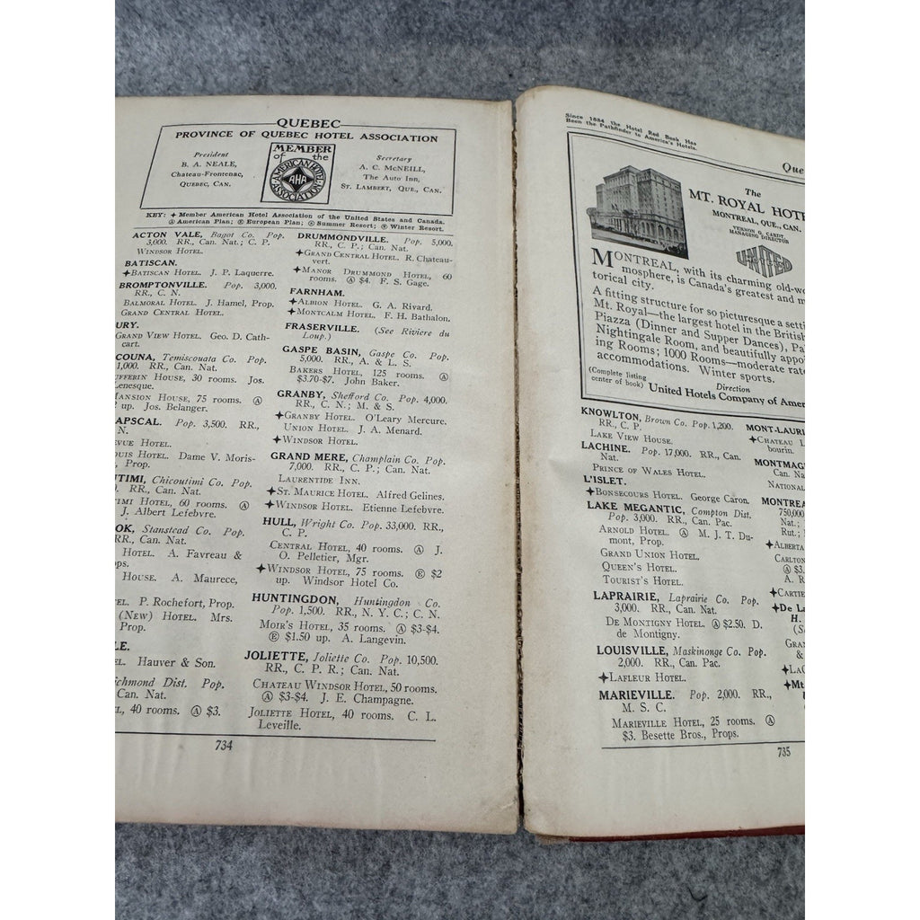 1928 Official Hotel Red Book and Directory HC American Hotel Association