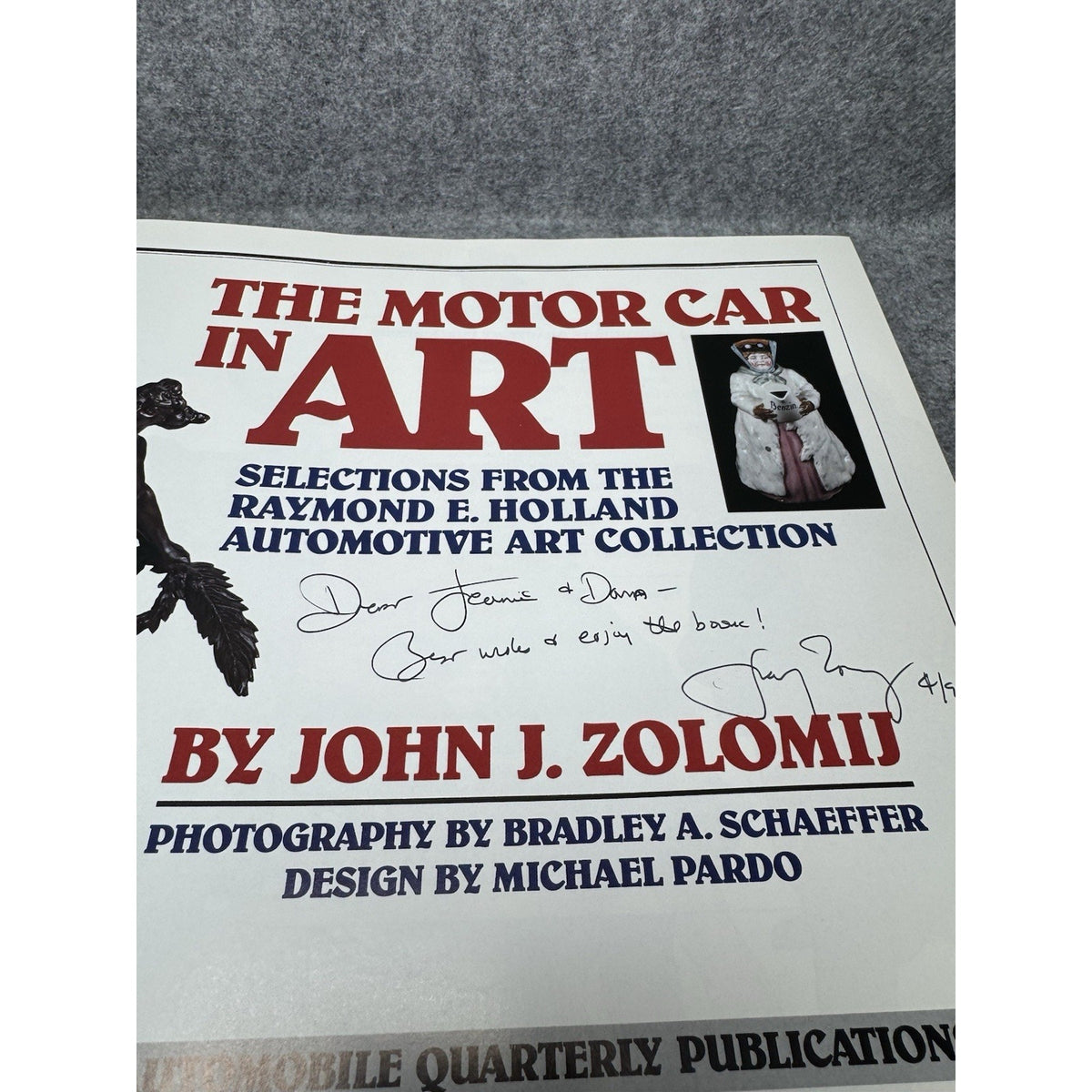 1990 The Motor Car in Art John J Zolomij Signed Automotive Art Hardcover DJ