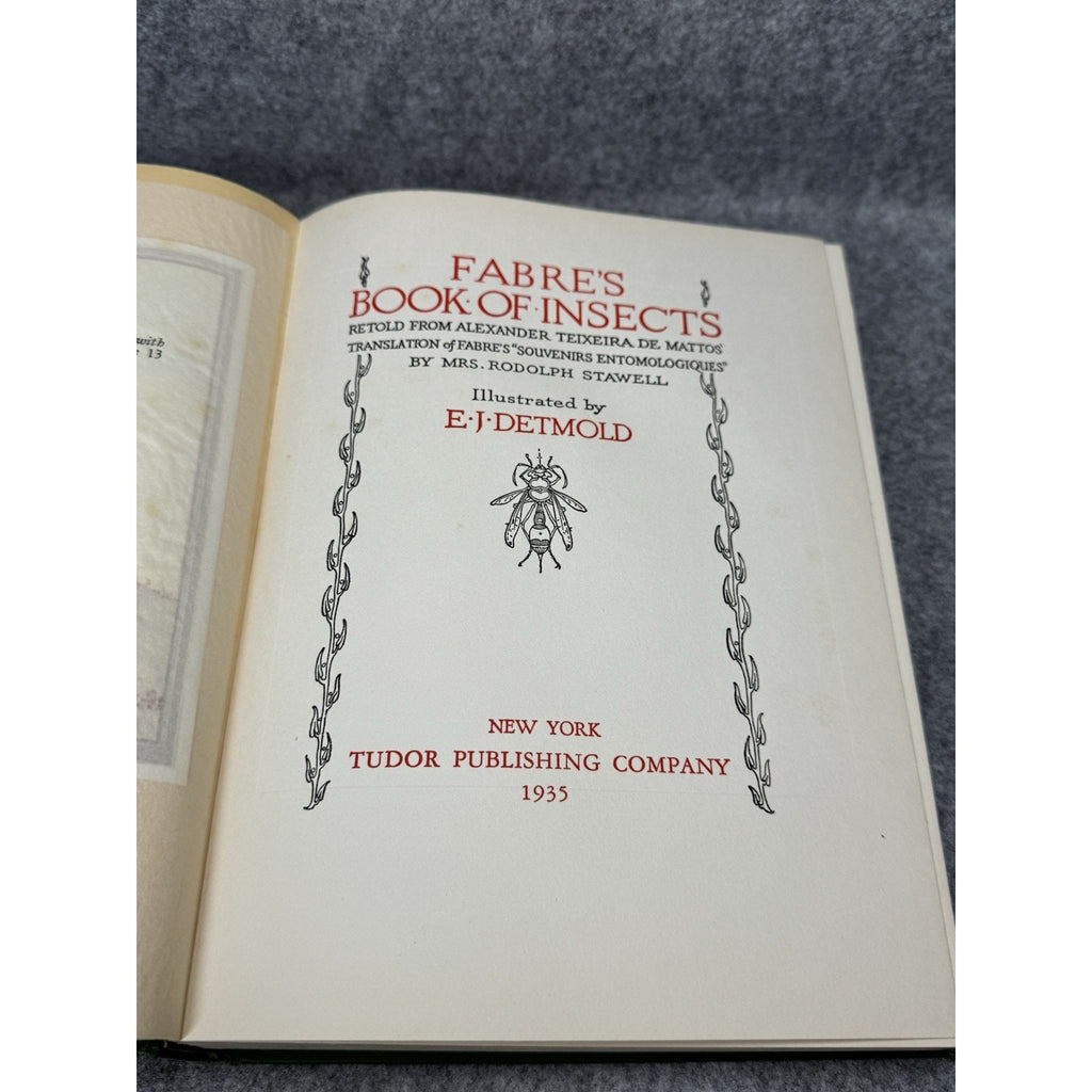 1935 Fabre’s Book of Insects E J Detmold Color Plates Gilt Hardcover Tudor
