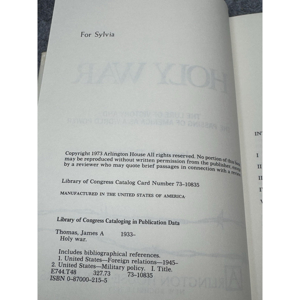 1973 Holy War James A Thomas Signed Inscribed HC DJ w/ Signed Letter 1st