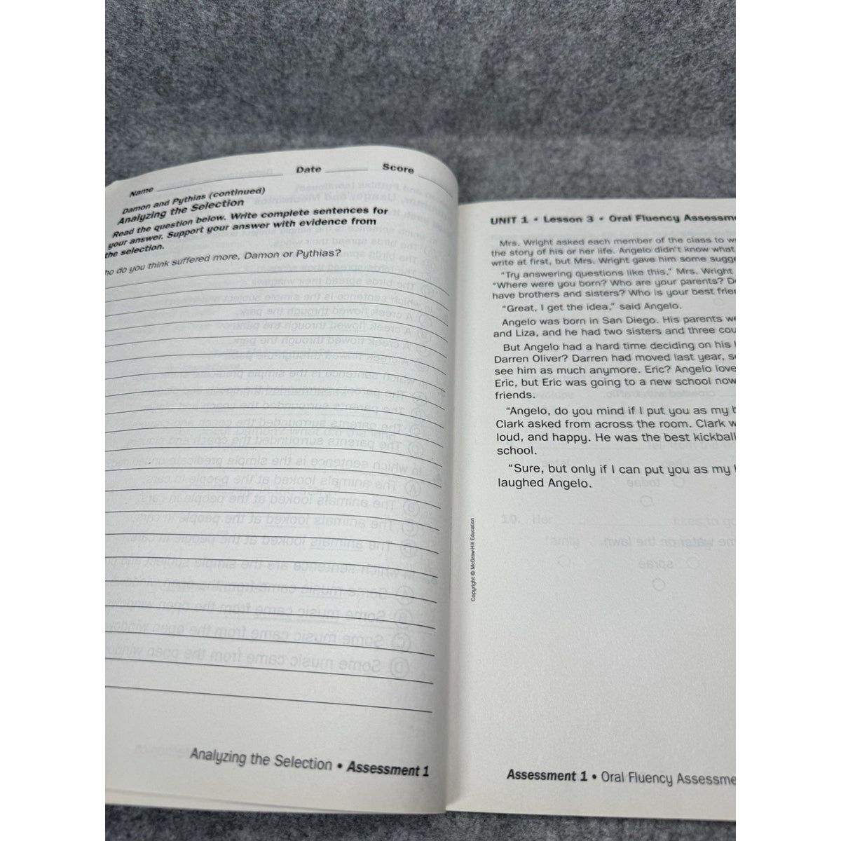SRA Open Court Reading Grade 3 Lesson and Unit Assessment Books 1 & 2 2016