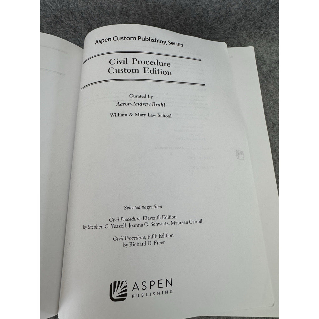 Civil Procedure Custom Edition William & Mary Law School 2023 Aspen PB