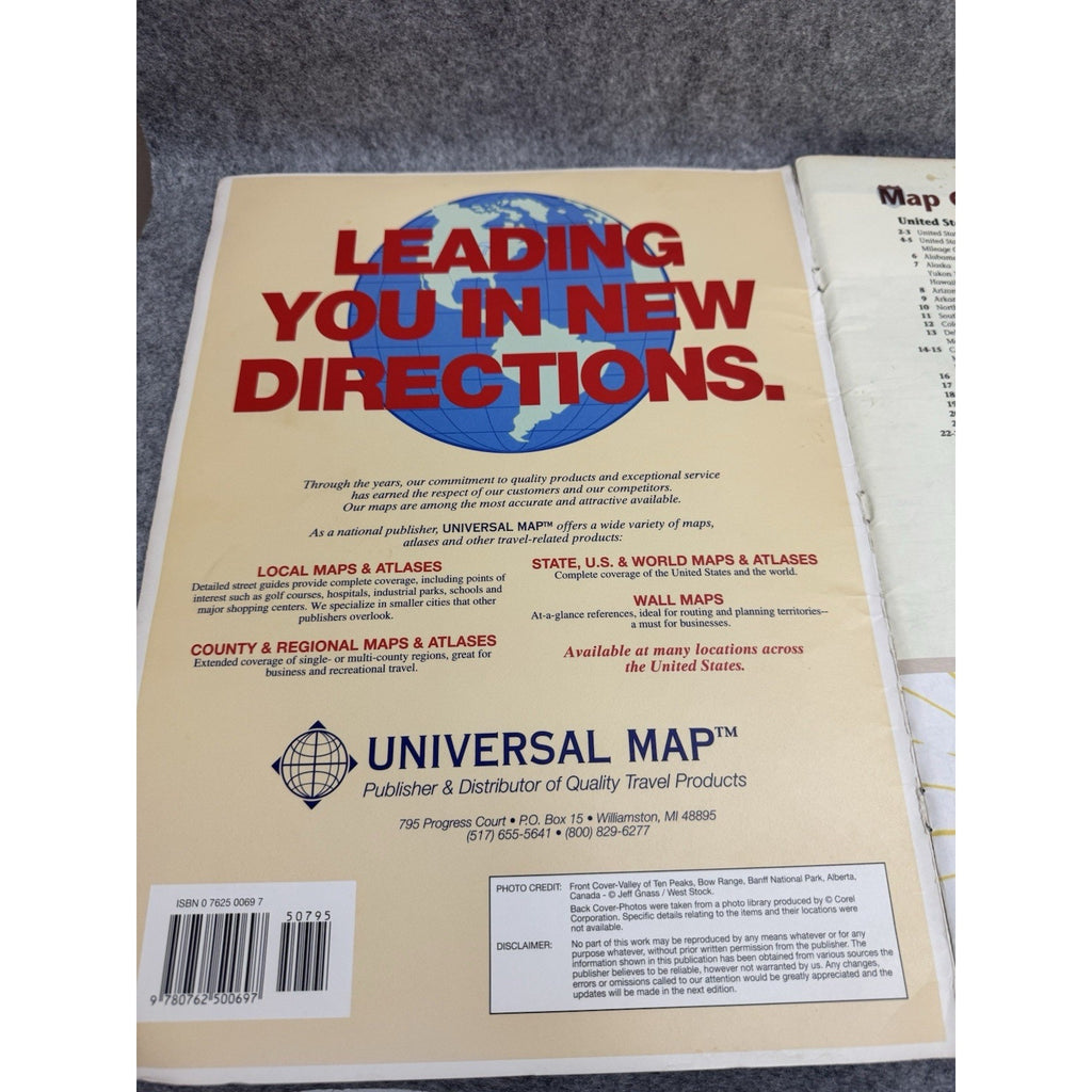 Universal Large Print Road Atlas USA Canada Mexico Vintage Map Book