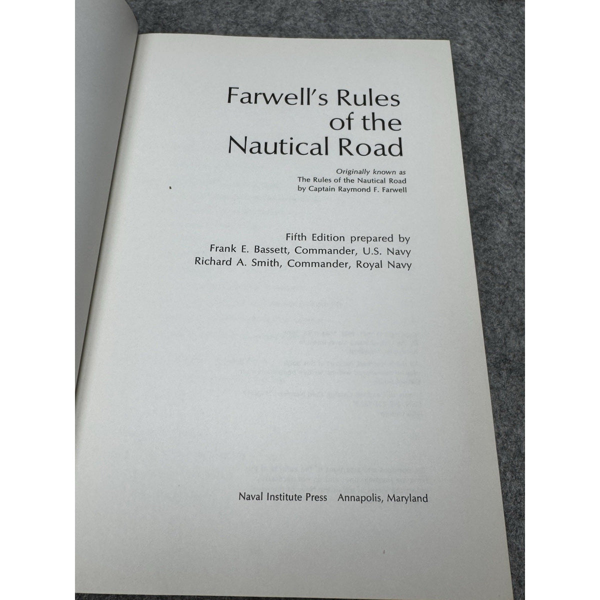 Farwell’s Rules of the Nautical Road 5th Edition 1977 Maritime Law Hardcover