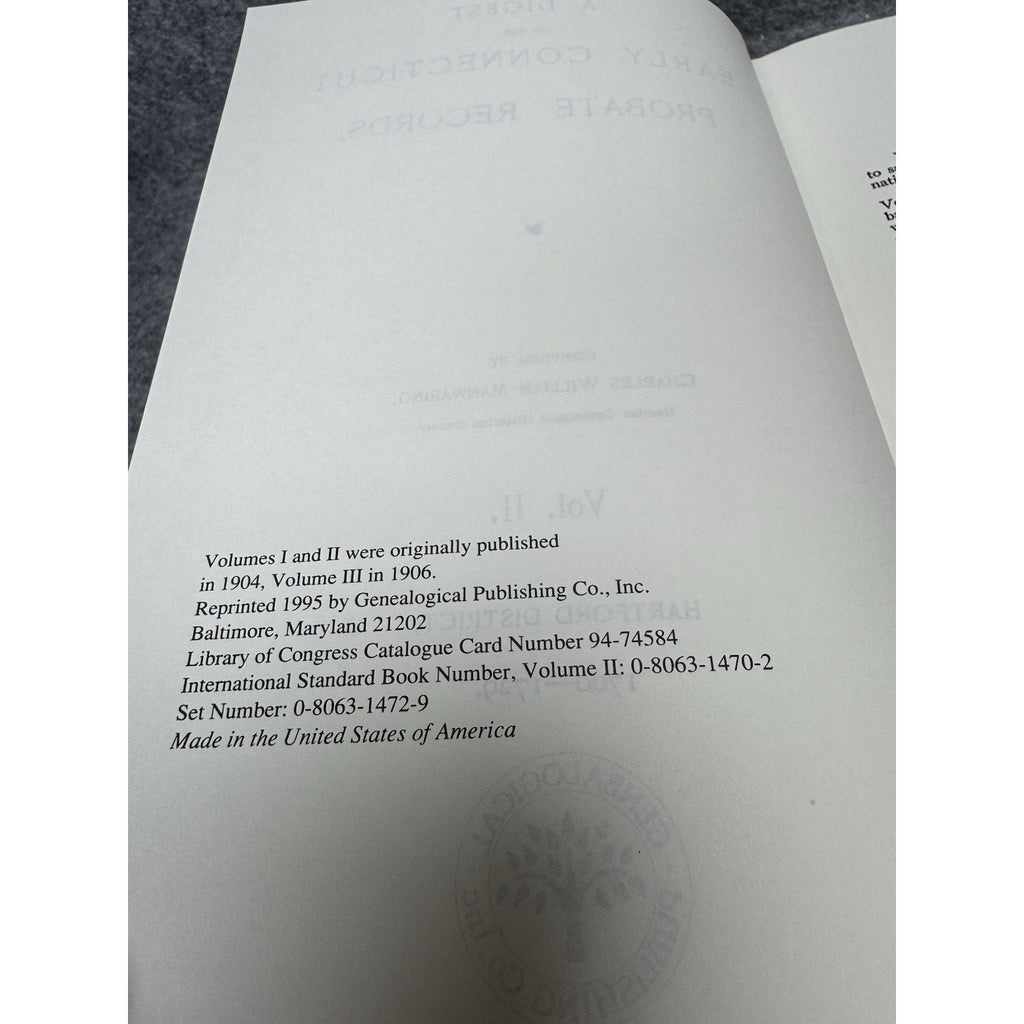 Early Connecticut Probate Records Vols II & III Manwaring 1995 Genealogy HC