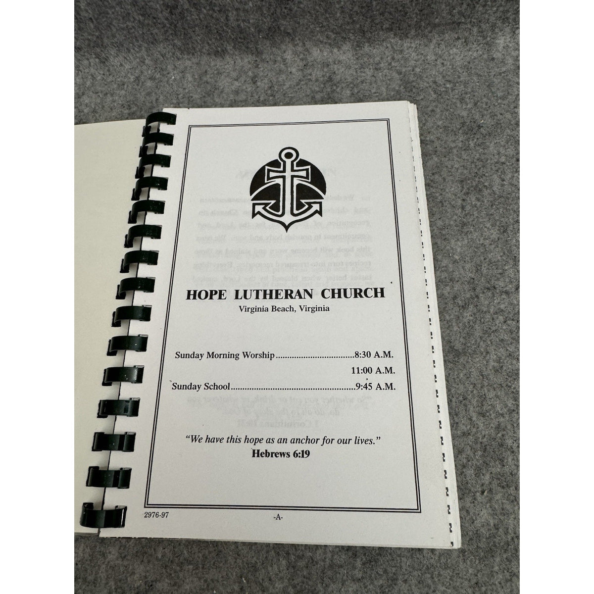 A Taste of Hope Cookbook Hope Lutheran Church Virginia Beach VA 1997