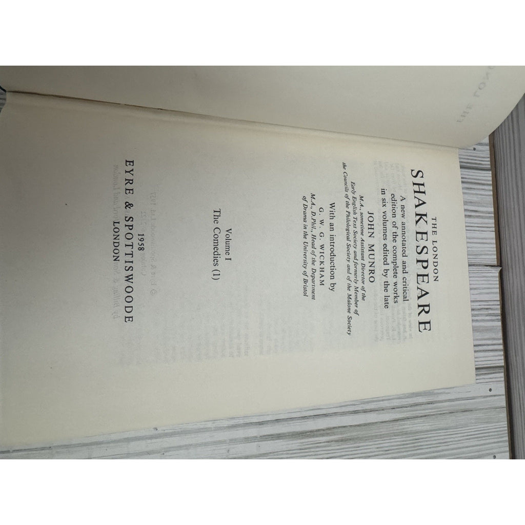 London Shakespeare 6 Vol Set Eyre Spottiswoode 1957 HC Comedies Histories