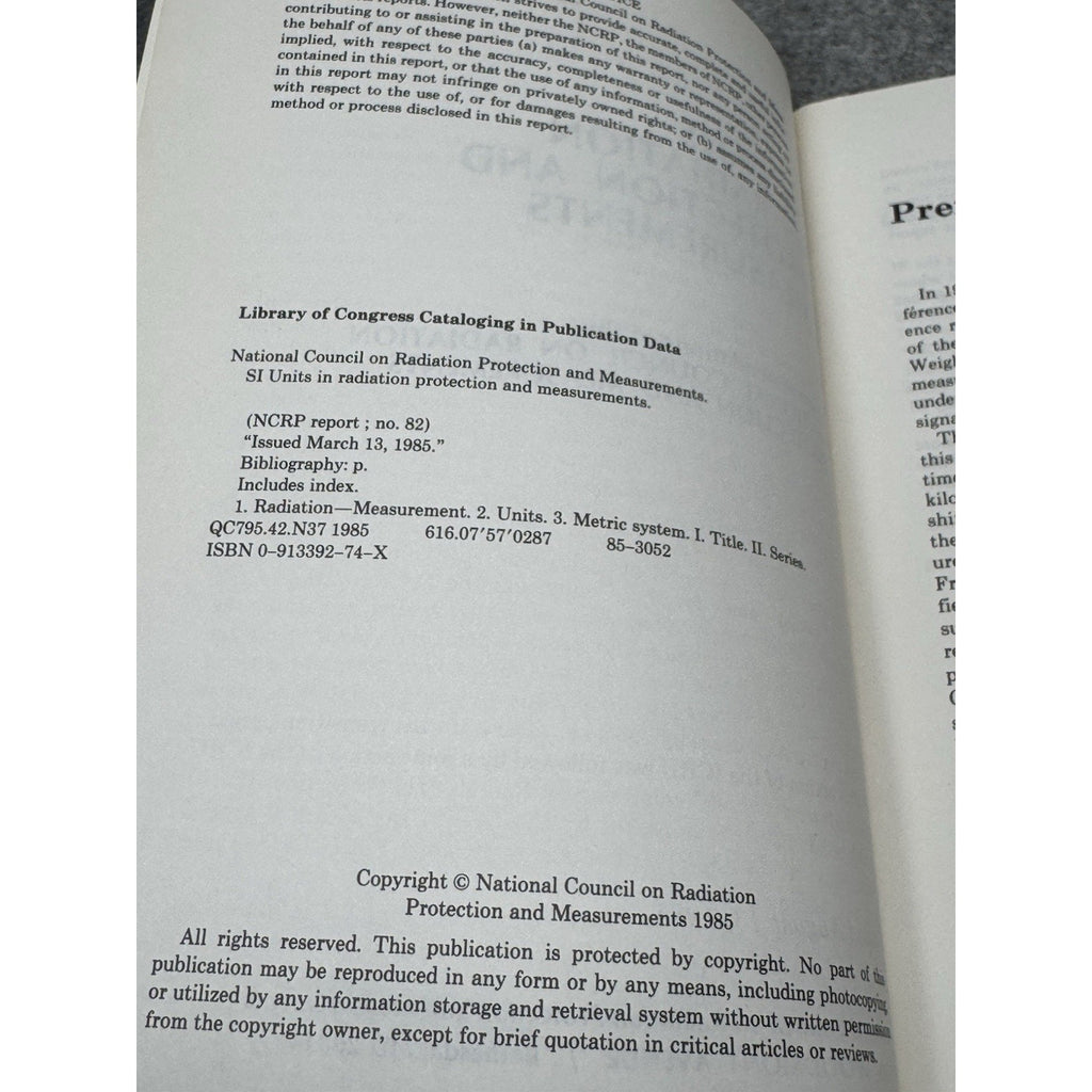 NCRP Report 82 SI Units Radiation Protection Measurements 1985 Nuclear