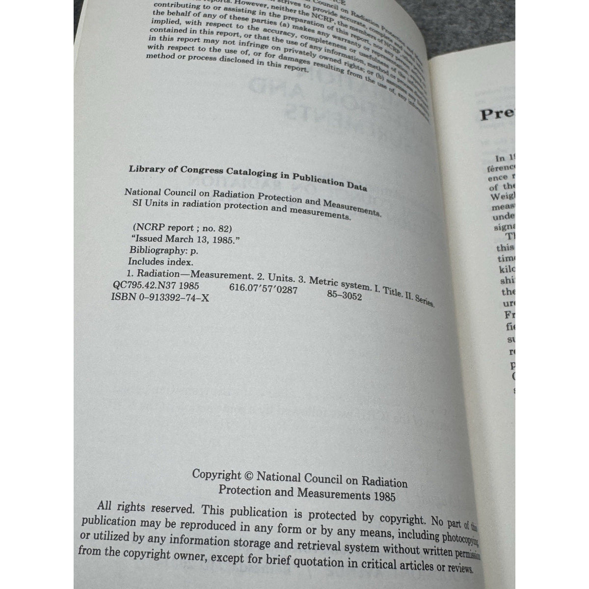 NCRP Report 82 SI Units Radiation Protection Measurements 1985 Nuclear