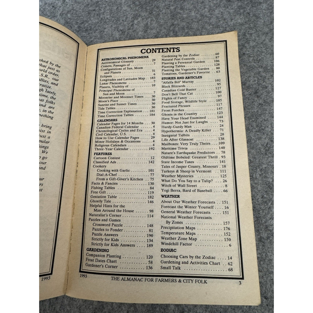 1993 Almanac for Farmers & City Folk Weather Forecasts Gardening Paperback