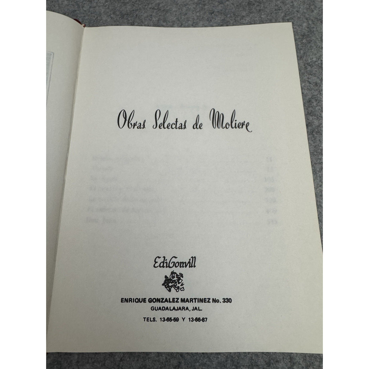 Moliere Obras Selectas 1984 EdiGonvill HC Spanish Classic Literature