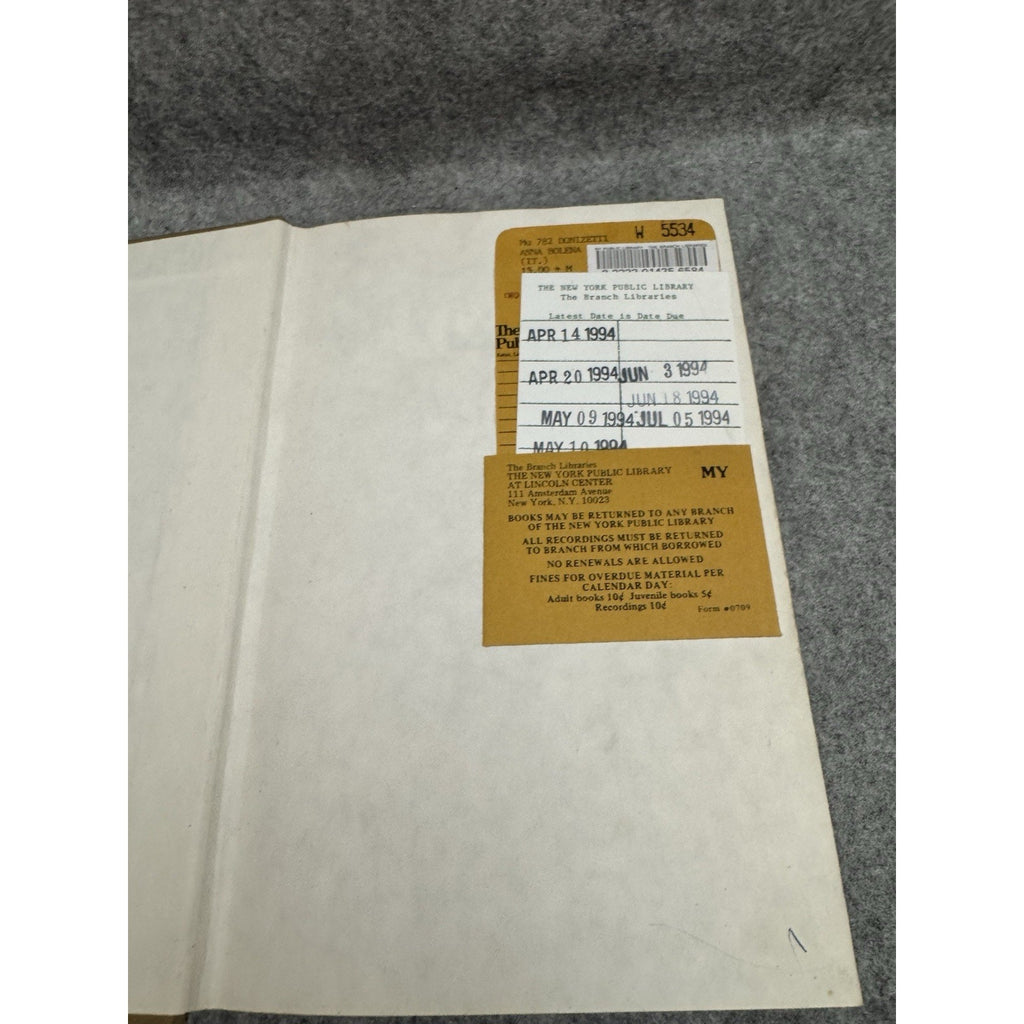 Donizetti Anna Bolena Opera Vocal Score HC Kalmus Library Bound Italian