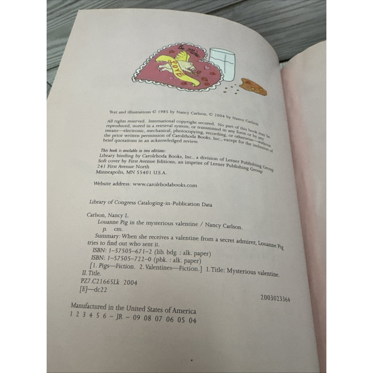 Louanne Pig in the Mysterious Valentine by Nancy Carlson (2004, Hardcover)