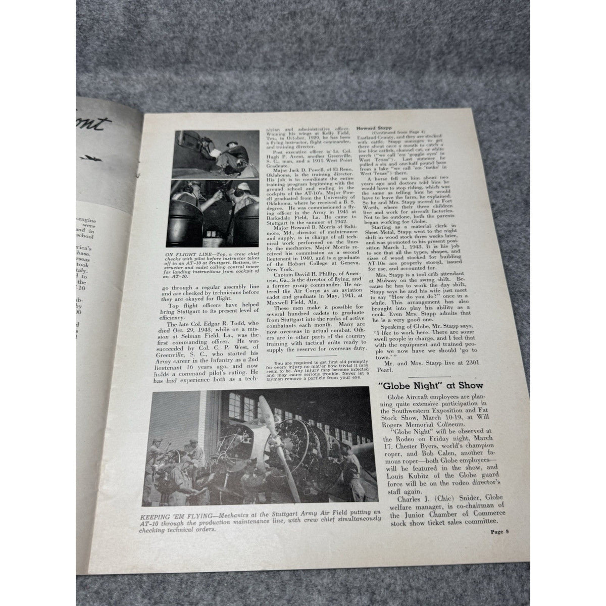 1944 Globe Beam February WWII Aircraft Magazine AT-10 Fort Worth Golden Gloves