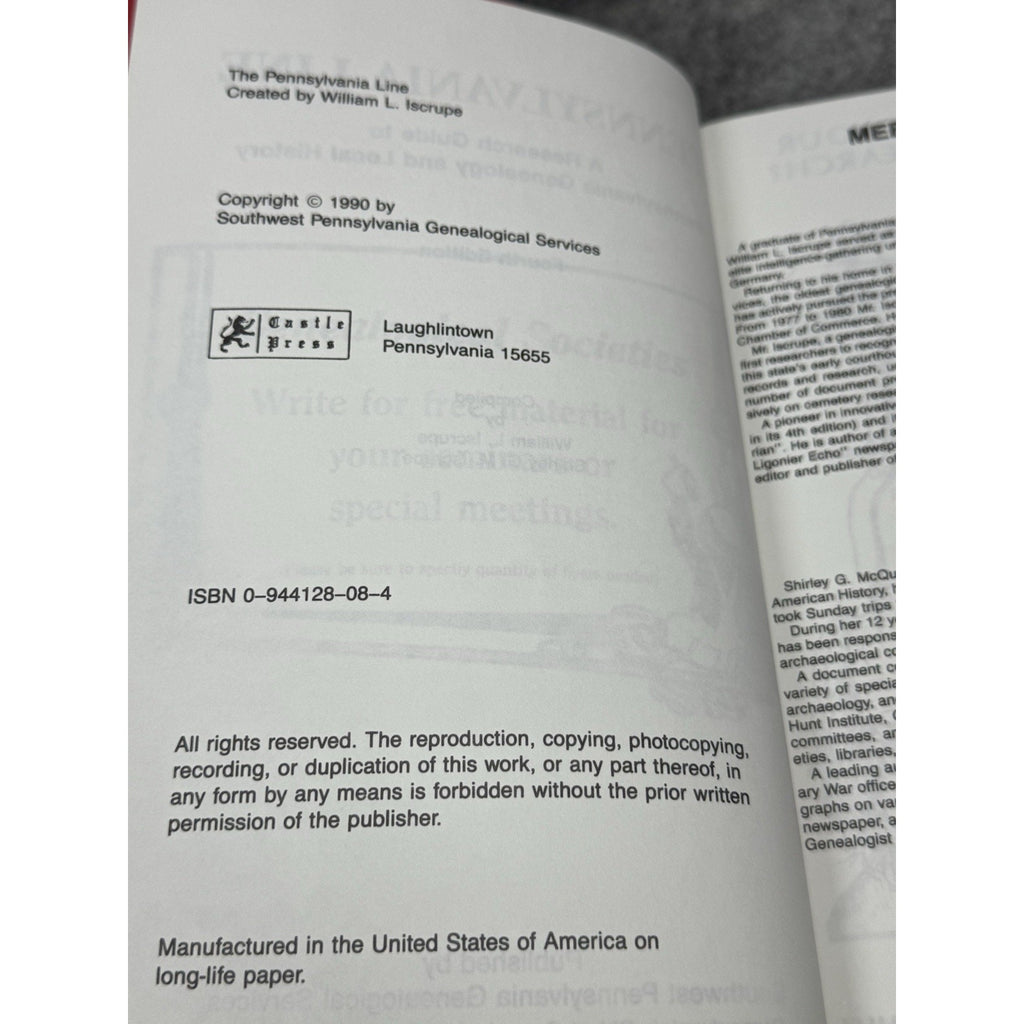 Pennsylvania Line Genealogy Local History Research Guide Iscrupe 4th Edition