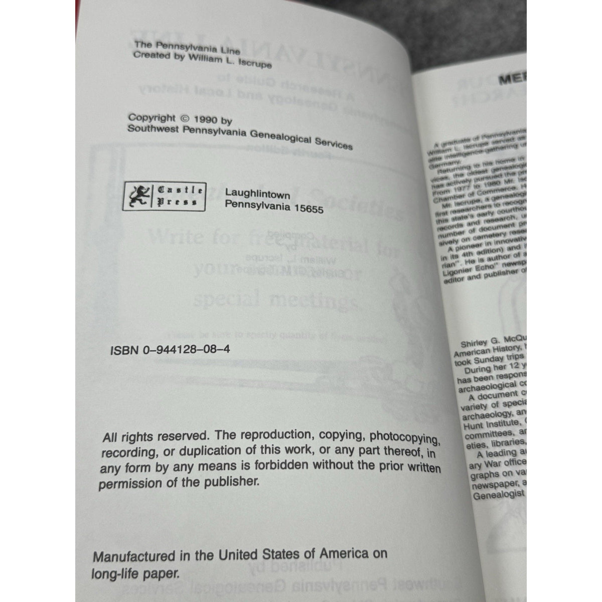 Pennsylvania Line Genealogy Local History Research Guide Iscrupe 4th Edition