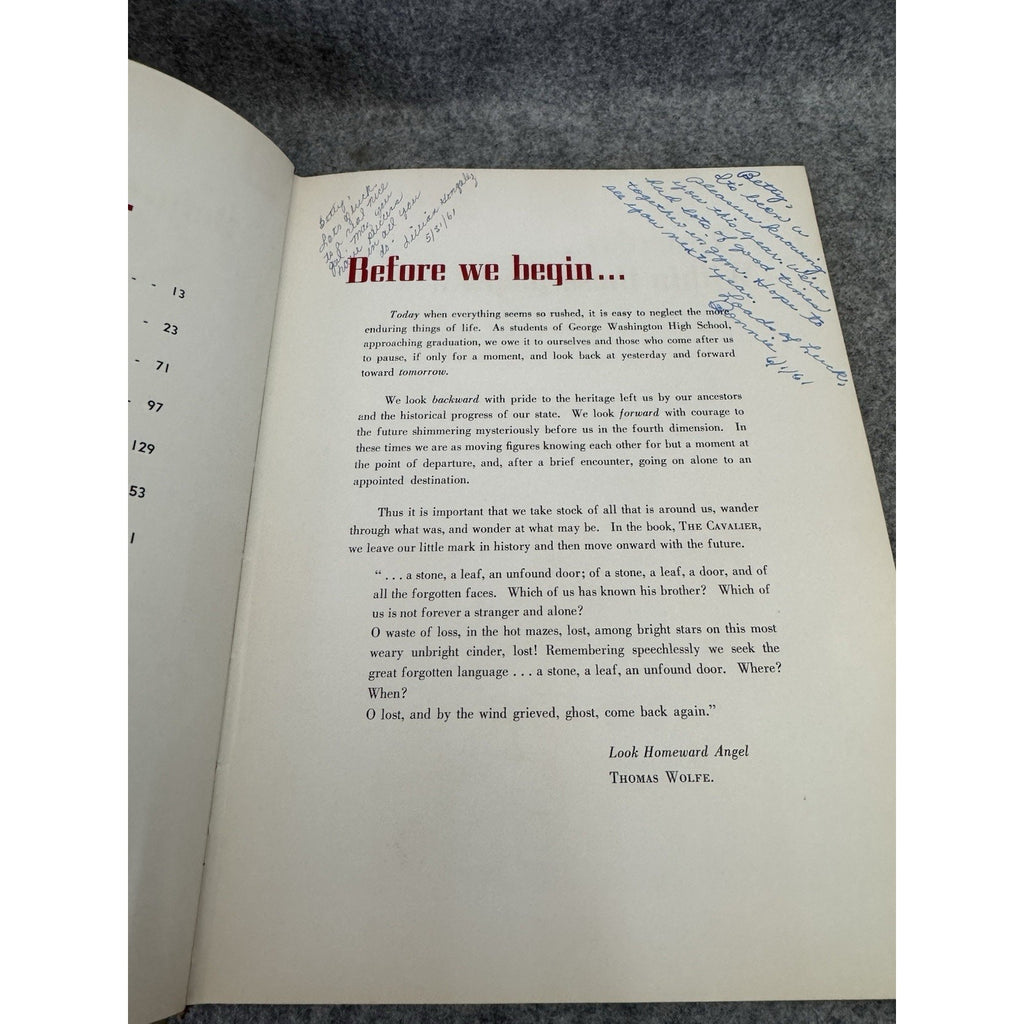 1961 Cavalier Yearbook George Washington HS Danville VA Signed