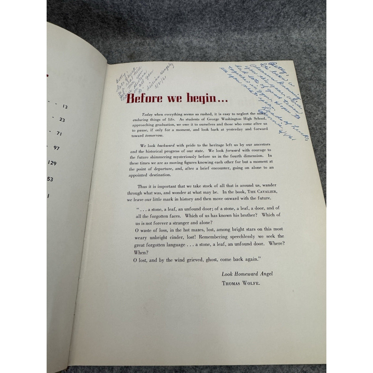 1961 Cavalier Yearbook George Washington HS Danville VA Signed