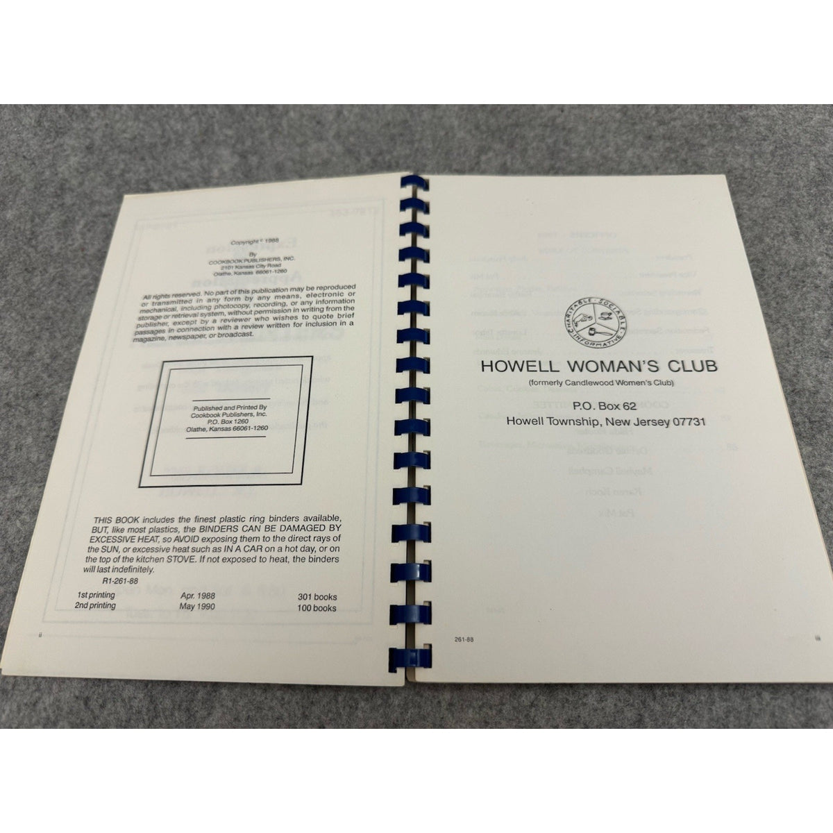 Favorite Recipes From The Howell Woman’s Club 1988 Spiral Community Cookbook
